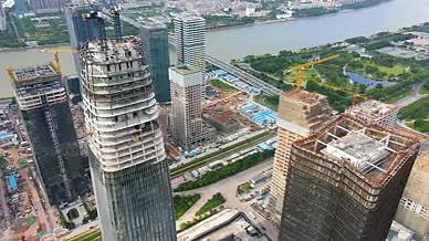 城市建筑工地高空城市扩展城市规划广州琶洲视频的预览图